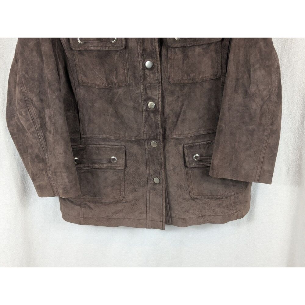 Style & Co Woman Suede Leather Coat Brown Women's Size 20W - Picture 4 of 15